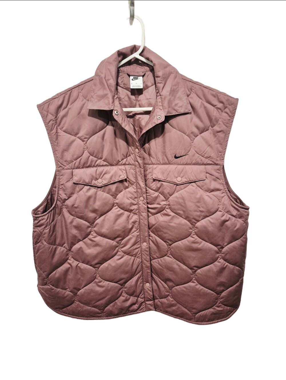 Nike Sportswear Essential Quilted Snap Vest Smokey Mauve Pink XL FB8737-208